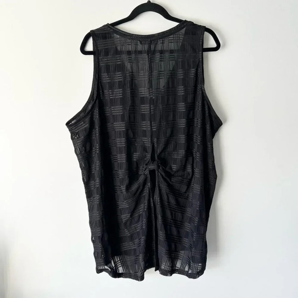 Mblm Sleeveless  Sheer Gingham Stretchy Top in Black - Picture 2 of 12